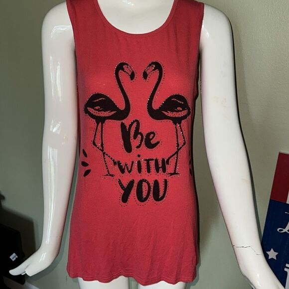 Flamingo ❤️ be with you long loose fit tank top - Picture 1 of 7